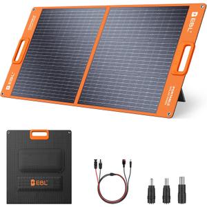 EBL Solar Panel 100W Portable Solar Panel (Upgraded) for 240/300/500/1000/1500/2000 Power Station, with Adjustable Kickstand and Parallel Cable, Waterproof IP65 for Outdoor Camping Hiking RV Trip