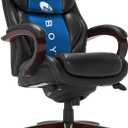 La-Z-Boy Bellamy Executive Office Chair with Memory Foam Cushions, Real Wood Arms and Swivel Base, Waterfall Seat Edge, Faux Bonded Leather