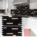 StyloVue 5  Sheets Peel and Stick Tile Backsplash, Black with Metal Gold Look Stick on Tile Upgrade Your Kitchen Backsplash, RV, Fireplace