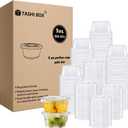 TashiBox Plastic Portion Cups with Lids [2 Ounce, 200 Sets] Disposable Plastic Cups for Meal Prep, Salad Dressing, Jellos Shot Cups, Souffle Cups, Condiment & Dipping Sauce Cups