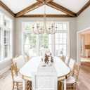 Gold Farmhouse Chandelier Modern Candlestick Dining Chandelier Light Fixture Industrial 6 Light Pendant Lighting for Kitchen Living Room Bedroom Foyer Entrance Hallway Entryway
