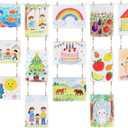 Mkono Art Display for Kids Artwork, 59" L Hanging Rope Boho Wall Decor with 34 Clips, Kids Art Collage Pictures Holder, Wall Hanging Decoration for Room Bedroom Playroom Classroom