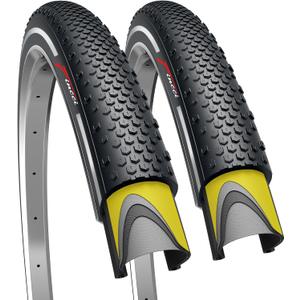 Fincci Pair 700x38c Bike Tire - Grooved 700c Bike Tire - Gravel Foldable Kevlar 40-622 Puncture Resistant Bike Tires 1 mm Nylon - 700c Wheelset for Electric, Hybrid, Road, City Touring Bikes