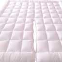 Royal Tradition 2 Inch Plush 100 Percent Microfiber Top Split King Down Alternative Mattress Pad/Topper White