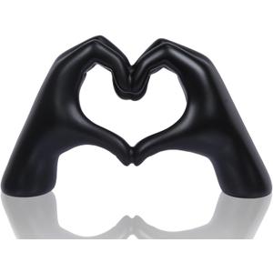 Heart Hands Sculpture, Room Decor Aesthetic for Living Room Bedroom, Love Finger Shelf Decor for Office, Coffee Table, Wedding, Party, Desk Accessories, Gifts for Girls (Black)