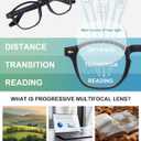 OKH Photochromic Progressive Multifocus Reading Glasses for Men Women Anti Blue Light Transition Multifocal Computer Readers, +3.50