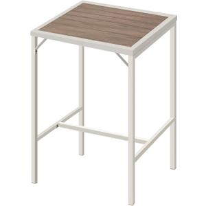 LZRS Outdoor Bar Table – 23.6" Square Heavy-Duty Steel Frame with Weather-Resistant HDPS Top, Durable Patio Bar Table for Garden, Balcony, Poolside, Woodlike
