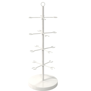 ikare 1PCS Cocktail Tree Stand, Metal 4 Tire Drink Tower for Parties, 16 Holders Champagne Tower, Wine Glass Display Stand for Champagne, Cocktails, Martini, Margarita Cups (White)