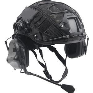 Airsoft Helmet Set Fast Helmet with Tactical Headset and Helmet Cover Adjustable Outdoor Tactical Gear for Cosplay Paintball Hunting BB CS Game B Large