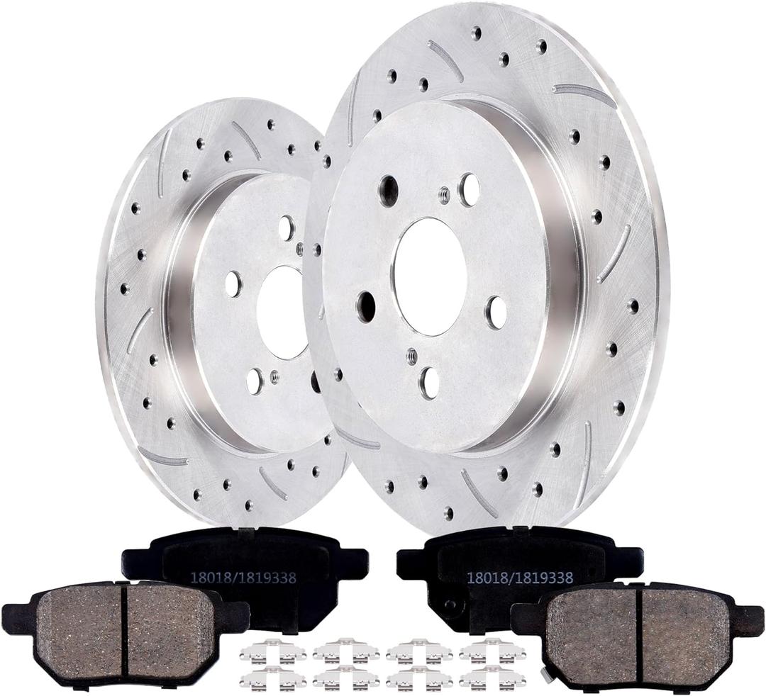 Rear Brake Pads and Rotors Kit for Toyota Corolla 2009-2019, Prius 2010-2013, Lexus CT200h 2011-2013, Pontiac Vibe 2009-2010
