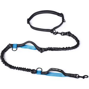 Mile High Life Hands Free Waist Leash for Dog Running Training and Jogging, Adjustable Belt with Double Handle, Reflective Bungee for Medium Large Dogs (Blue, 7FT)