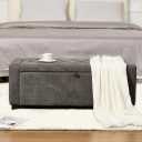 Chilihom Ottoman Bench with Storage for Living Room，Large Upholstered Ottoman Foot Rest with Seating for Bedroom End of Bed，Entryway Shoe Bench，Linen Dark Grey
