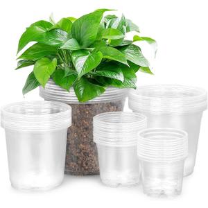 50 Pack 3/4/5/6/7 Inch Clear Nursery Pots with Drainage Holes, Durable Plastic Nursery Pots for Plants, Succulents, Herbs, Flowers, and Vegetable Seedlings (3+4+5+6+7 inch)
