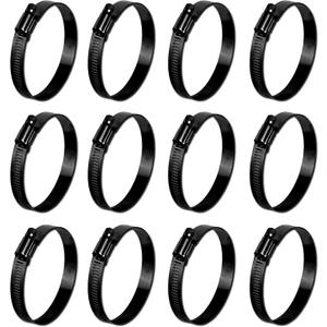 ISPINNER 12pcs 4 Inch Stainless Steel Adjustable 78-102mm Size Range Worm Gear Hose Clamp, Fuel Line Clamp for Plumbing, Automotive and Mechanical Application (Black)