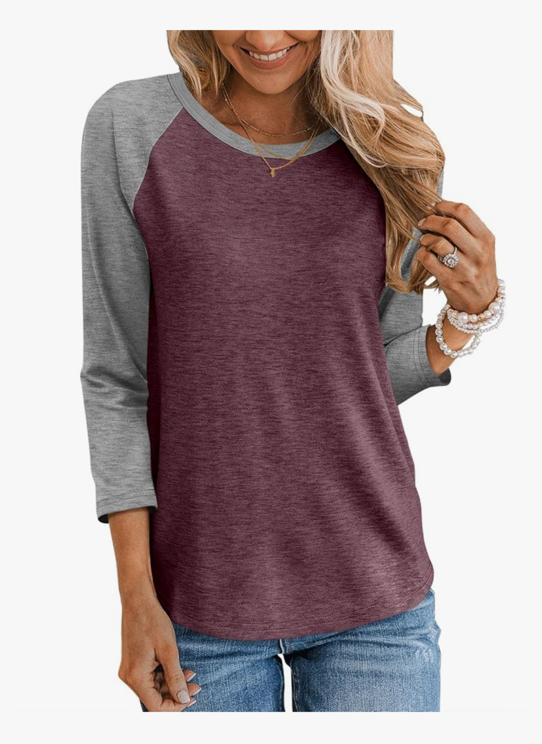 TICTICMIMI Women's Crewneck 3/4 Sleeve Tops Casual T Shirts Basic Summer Tees Loose Fit Pullover Tunic Blouse, Size:XXL