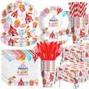 Circus Theme Party Decorations Tableware, Carnival Party Supplies, Plate, Cup, Napkin, Tablecloth, Cutlery, Straw, Circus Carnival Theme Party Decorations For Birthday Baby Shower | Serve 24