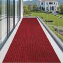 Runner Rugs 3x15 ft Indoor Outdoor Carpet Runner，Red Non Slip Stripe Runner Rug with Anti-Slip Rubber Backing Waterproof Low Profile Area Runner for Hallway, Entryway, Kitchen, Patio, Garage, Laundry