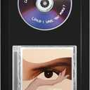 Vertical CD Album Display Frame for Standard Jewel Case and Disc, Wood Frame with Black Flocked EVA Liner, Plexiglass Front, Wall Mount or Tabletop Display, 13.4 x 7.9 in, Black