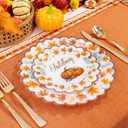 Supernal 60pcs Thanksgiving Plastic Plates Heavy Duty,Fancy Scalloped Plates with Fall Pumpkin and Autumn Maple Leaves, Include 30 Dessert Plate&Dinner Plastic Plate for Thanksgiving Party