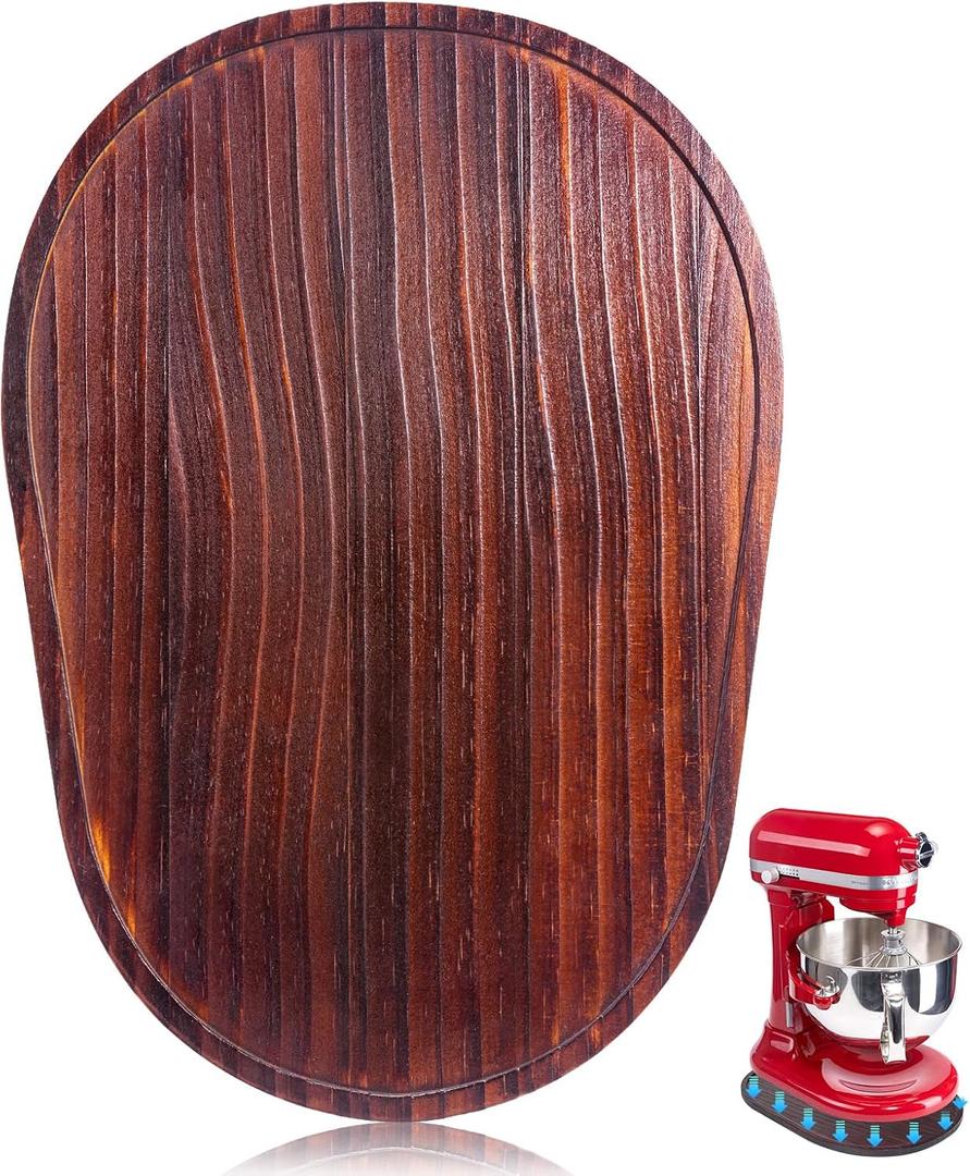 Stand Mixer Mat Compatible with Kitchenaid Bowl Lift 5-8 Qt Stand Mixer Kitchenaid Mixer Accessories, Appliance Sliders for Kitchen Appliance Wood Sliding Tray for Stand Mixer (Brown)