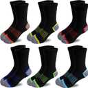 JAMEGIO 6 Pairs Boys' Cotton Crew Socks,Sock for Boys Age 3-10,Comfortable Stretch Cushioned Athletic Socks (Black)