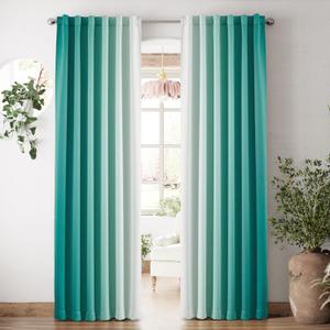 Vangao Teal Ombre Blackout Curtains 84 Inch Length for Living Room Bedroom Gradient Room Darkening Thermal Insulated Light Blocking Drapes Back Tab Window Soundproof Curtain Panel, 2 Panels, 52 X 84
