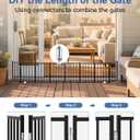 BFNN Metal Short Dog Gate, 16.5" High to Step-Over, Free Standing Foldable Pet Gate, Up to 72" Wide Puppy Fence for Stairs and Doorways, Indoor & Outdoor Use, No Drilling and No Assembly, Black
