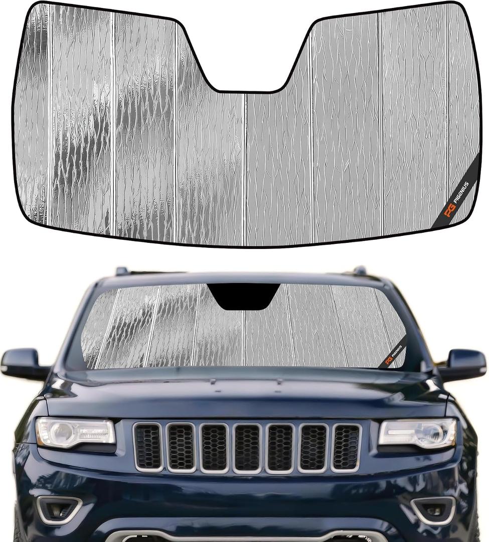 Pigenius Windshield Sun Shade for Jeep Grand Cherokee 2014-2021, Grand Cherokee WK 2022 Front Window Sunshade - AstraGuard