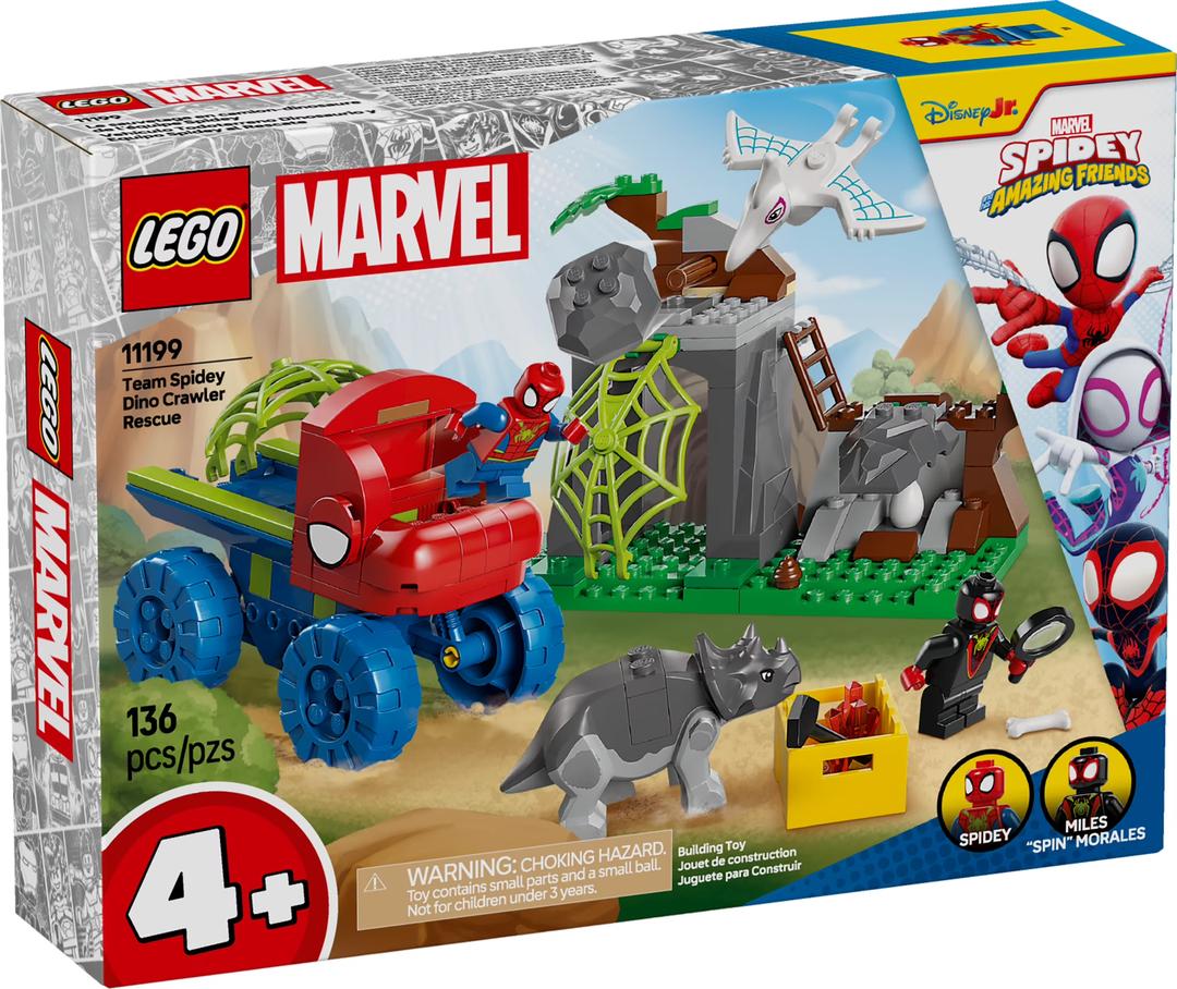LEGO Marvel Spidey And His Amazing Friends Team Spidey Dino Crawler Rescue - Car and Adventure Preschool Building Toy for Kids, Boys and Girls, Ages 4+ - Gift Idea for Birthdays - 11199