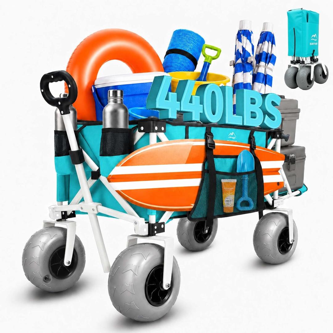 Beach Wagon 9" Big Sand-Proof Balloon Wheels with Extended Tailgate