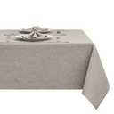 HomeJoy Rectangle Table Cloth Linen Farmhouse Stainproof Waterproof Washable Polyester Oblong Rectangular Fabric Table Cover for Kitchen Dining Dinner(Flaxen/60x104 Inch)