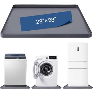 26.8"X26.8" Under Washing Machine Drain Pan Silicone Mat with 0.79" Raised Edge - Washing Machine Tray, Non-Slip Trays for Under Washer and Dryer, Washer Tray for Floor Protection (Gray)