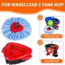 Mop Replace Heads Compatible for OCeda 2-Tank System,7 Pack Spin Mop Refill Replacement with 2 Scrub Brush and Base, Reusable Mop Head Deep Cleaning to Tough Stains