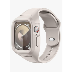 SURITCH Sport Band for Apple Watch 9/8/7/6/5/4/SE3/SE2/SE Case with Band 45mm 44mm, Soft Silicone Shockproof Rugged Protective Replacement Strap with Case for Women Men, Starlight