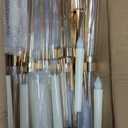 Tandefio 4 Set 5 Arm Gold Candelabra Table Centerpiece with LED Candle 26.8 Tall Acrylic Candle Holder with Lampshades Fit 0.8 for Wedding, Church, Dinner, Birthday, Christmas, Party, Halloween