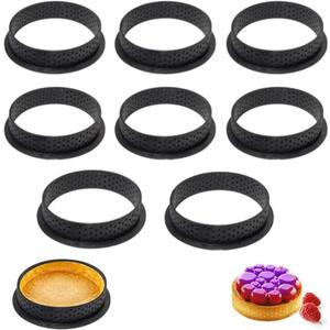 Tart Ring Molds, Hsxxf 8pcs Round Shape Cake Molds Mousse Circle Mini Tart Rings for Baking Muffin Mousse Cake Circle Cutter (8)