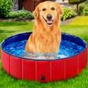 StarOcean Foldable Dog Pool, Kiddie Pool Hard Plastic Pool for Kids, Pools for Large Dogs, Swimming Pool for Dogs,Collapsible Pool Dog Bathing Tub, pop up Dog Pool for Kids,Cat (32" x 8" Inch,red)