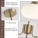 KCO Brushed Brass Gold 3-Light White Milk Ribbed Glass Sputnik Chandelier, 23.6 inches