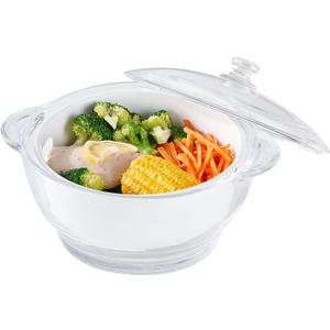 Glass Microwave Steamer for Vegetables, Broccoli, Fish & Food Oven Safe Steamer Bowl for Cooking, BPA-Free, Odorless & Dishwasher Safe2.5L