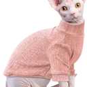 Idepet Sphynx Hairless Cats Sweater Shirt Kitten Soft Puppy Clothes Pullover Cute Cat Pajamas Jumpsuit Cotton Apparel Pet Winter Turtleneck for Cats and Teacup Chihuahua(2 Pack-Blue&Pink,S)