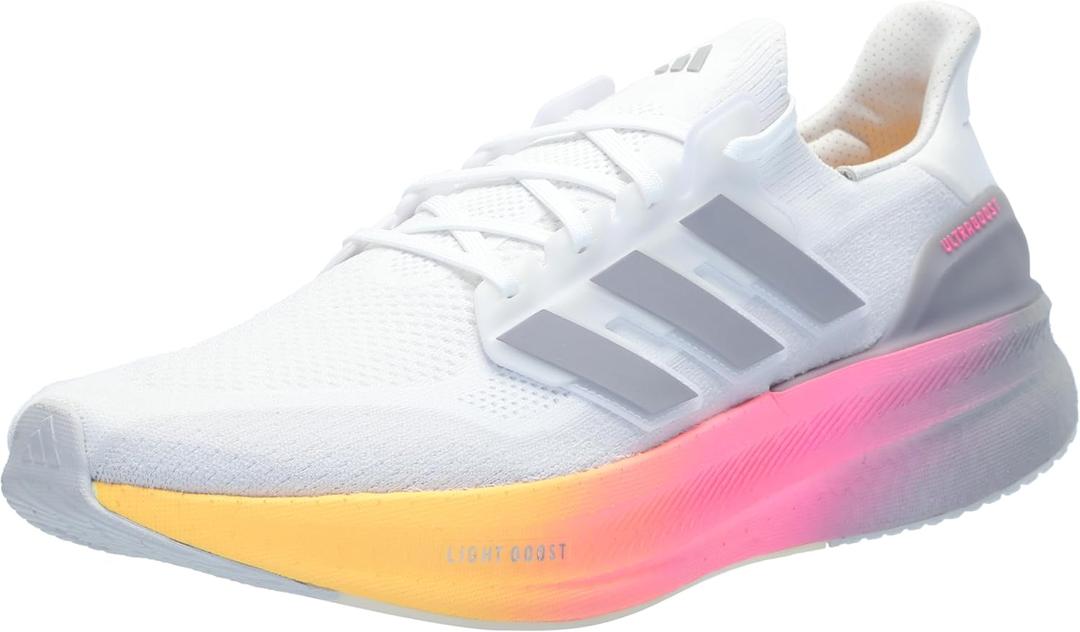 adidas Men's Ultraboost 5 Running Sneaker, White/Glory Grey/Lucid Pink, 10.5