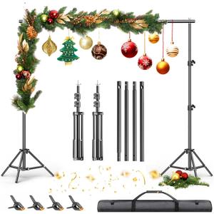 Backdrop Stand 6.5 x 6.5 FT, Adjustable Photography Backdrop Support System Kit with 4 Clamps and Carrying Bag for Parties, Wedding, Photography, Festival Decoration