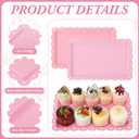 6 Pcs Pink Serving Trays Plastic Platters Dessert Cupcake Holder Party Supplies 14.4 x 9.3 Inches Rectangular Cookie Snack Display Tray for Wedding Restaurant