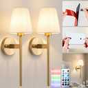 Battery Operated Wall Sconces Set Of 2, Wireless Battery Wall Light With 10000mAh RGB Rechargeable Magnetic Bulb, Rechargeable Wall Sconce With Remote Control For Bedroom, No Electrician Required
