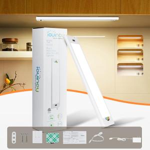 Under Cabinet Lights Plug in, 18 Inch Hand Wave LED Closet Light, 3 Color Temp 3000K/ 4000K/ 5000K Dimmable Under Counter Light, Under Cabinet Lighting for Kitchen, Workbench