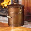 Plow & Hearth 3 Gallon Black Large Ash Bucket with Lid and Wood Handle | 28 Gauge Galvanized Iron Metal | Double Bottom | Tool for Fireplaces Fire Pits Wood Burning Stoves (Copper)