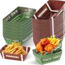 60 Pcs Football paper food trays disposable 2 Styles Sports party decorations Football serving boats snack tray for Sports Themed Birthday Party Decorations Supplies (Green)