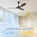 KASASS Ceiling Fan No Light, 52 in Outdoor Ceiling Fans with Remote Control without Light, 3 Blades, 6 Speed Reversible DC Motor Modern for Patios, Kitchen, Bedroom, Porch, Black