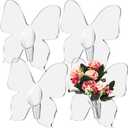 4 Pack Clear Acrylic Butterfly Frame Vase 8.6 x 8.6 Inch Acrylic Unique Decorative Flower Vase for Centerpieces Christmas Bookshelf Desktop Bedroom Office Wedding Decorate Warming Gift