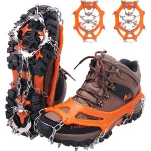 WIN.MAX Crampons for Shoes, Traction Cleats Ice Snow Grips with 19 Stainless Steel Spikes, Shoe Talons Anti - Slip Boots Spikes for Walking, Jogging, Climbing and Hiking (X-Large)
